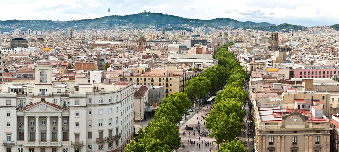Fotografia de les rambles de Barcelona, vista desde l'estatua de colom.