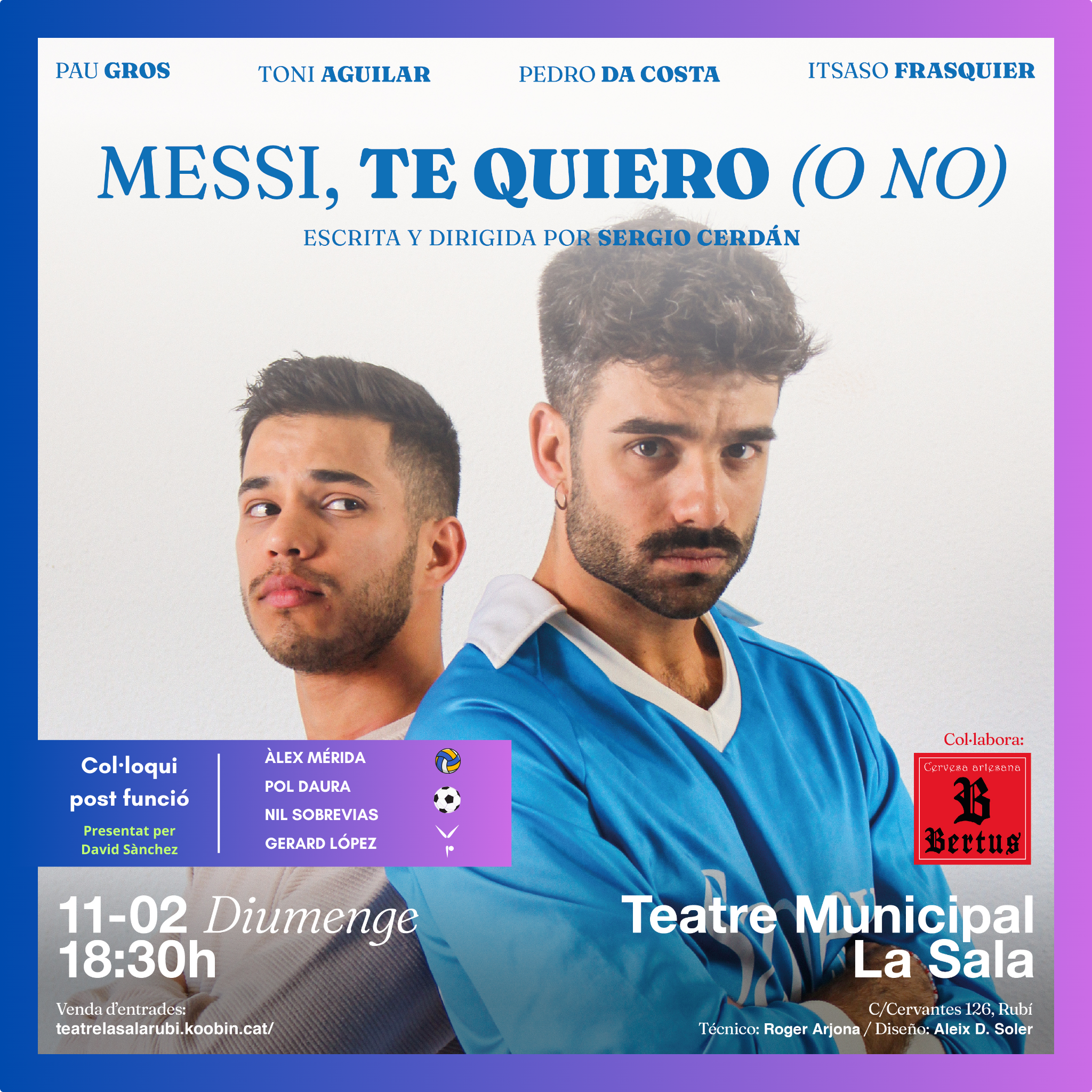 cartell de l'obra de teatre "Messi te quiero o no"